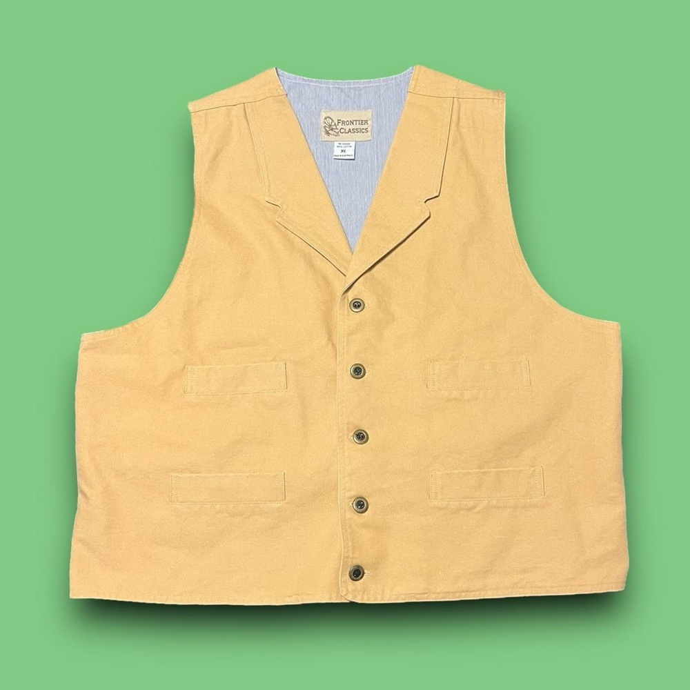 Vintage Tan Cotton Vest Size XL Gorpcore Weatern Cowboy